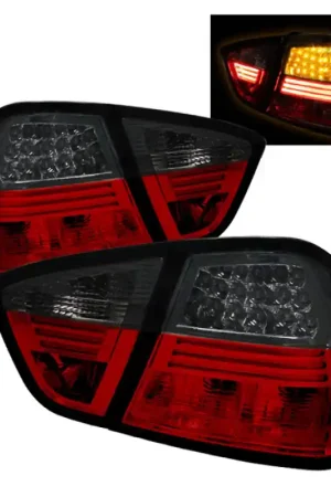 Next Day Delivery Spyder BMW E90 3-Series 06-08 4Dr LED Tail Lights Red Smoke ALT-YD-BE9006-LED-RS