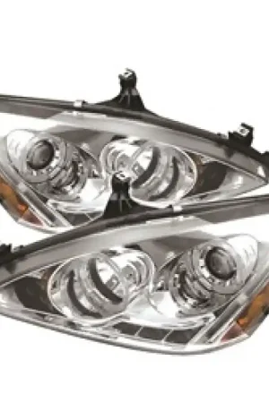 Warranty Included Spyder Honda Accord 03-07 Projector Headlights LED Halo Amber Reflector LED Chrm PRO-YD-HA03-AM-C