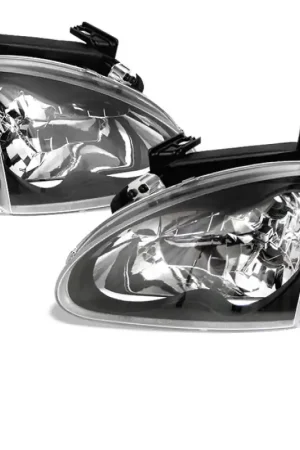 Popular Spyder Honda Del Sol 93-97 Crystal Headlights Black HD-YD-HD93-BK