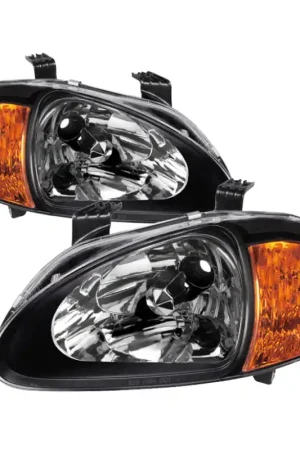 xTune Honda Del Sol 93-97 1Pc Amber Crystal Headlights Black HD-ON-HDEL93-1P-AM-BK Hot Picks