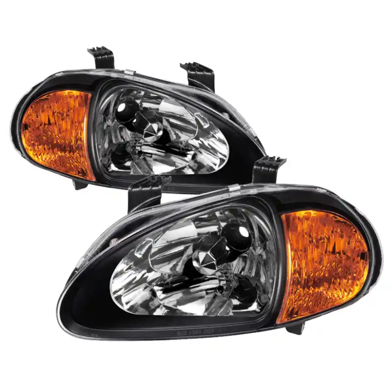 xTune Honda Del Sol 93-97 1Pc Amber Crystal Headlights Black HD-ON-HDEL93-1P-AM-BK Hot Picks