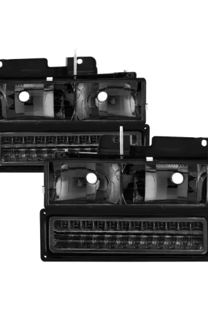 Weekend Sale xTune 92-94 Blazer Full Size Corner/LED Bumper Headlights Smoke HD-JH-CCK88-LED-AM-SM-SET