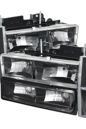 Exclusive Offer xTune GMC Yukon 92-93 Crystal Headlights w/ Corner & Bumper Black HD-JH-GMCCK88-AM-BK-SET