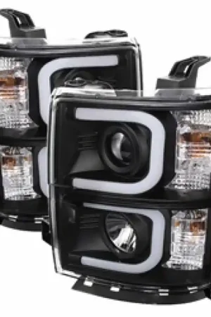 Weekend Sale Spyder Chevy Silverado 1500 14-16 Projector Headlights Light Bar DRL Blk PRO-YD-CS14-LBDRL-BK