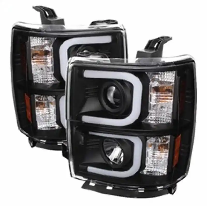 Weekend Sale Spyder Chevy Silverado 1500 14-16 Projector Headlights Light Bar DRL Blk PRO-YD-CS14-LBDRL-BK