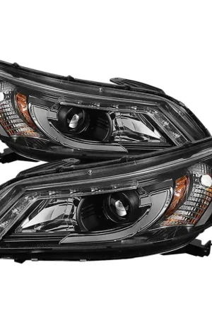 Brand New Spyder Honda Accord 2013-2015 4DR Projector Headlights Light Bar DRL Black PRO-YD-HA13-LBDRL-BK