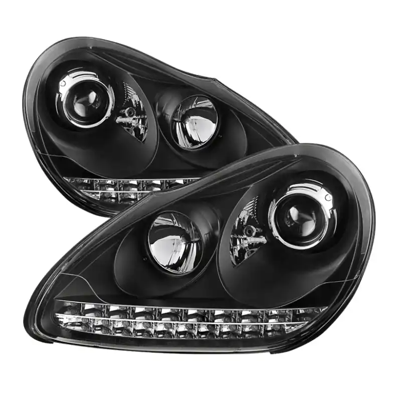 Worldwide Shipping Spyder Porsche Cayenne 03-06 Projector Xenon/HID Model- DRL LED Blk PRO-YD-PCAY03-HID-DRL-BK