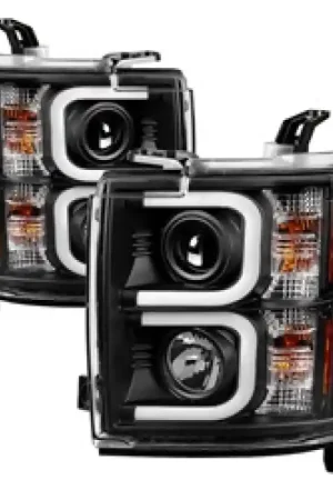 Best Price Spyder Chevy Silverado 2014-16 2500 HD Projector Headlights Light Bar DRL Blk PRO-YD-CSHD14-LBDRL-BK