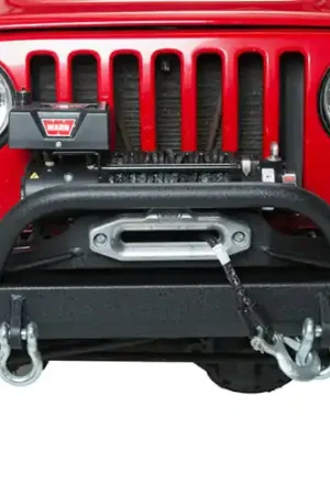 Get Yours Fishbone Offroad 97-06 Jeep Wrangler TJ Rubicon Front Bumper W/Winch Guard - Blk Textured Powdercoat
