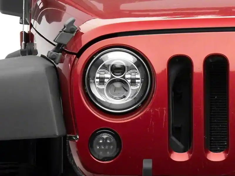Top Rated Raxiom 97-18 Jeep Wrangler TJ/JK Axial Series LED Daymaker Headlights- Chrome Housing (Clear Lens)