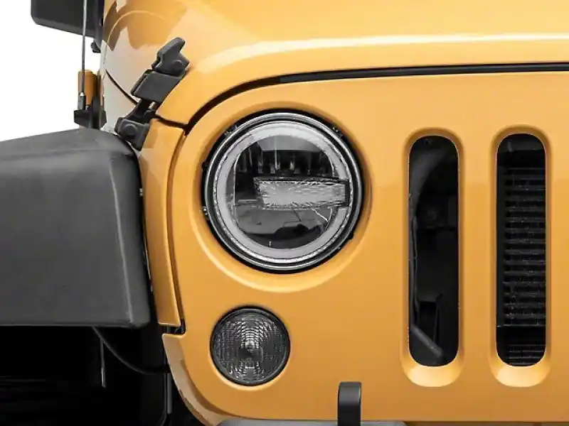 Brand New Raxiom 97-18 Jeep Wrangler TJ/JK 7-Inch LED Headlights w/ Halos- Black Housing (Clear Lens)