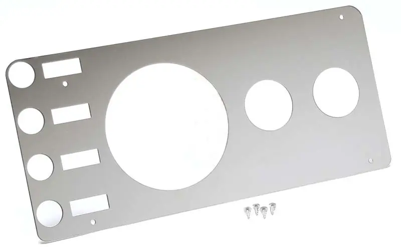 Kentrol 76-86 Jeep CJ Gauge Cover Without Radio Opening - Polished Silver Direct From Manufacturer