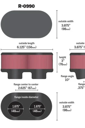 Authentic K&N Universal Rubber Filter