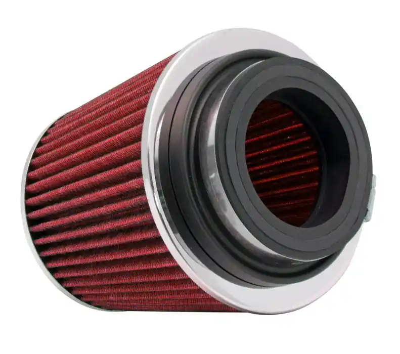 Fast Shipping K&N Universal Air Filter Chrome Round Tapered Red - 4in ID x 1.125in L x 5.5in H (Multi Lingual)
