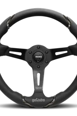 Momo Gotham Steering Wheel 350 mm - Black Leather/Black Spokes Holiday Sale