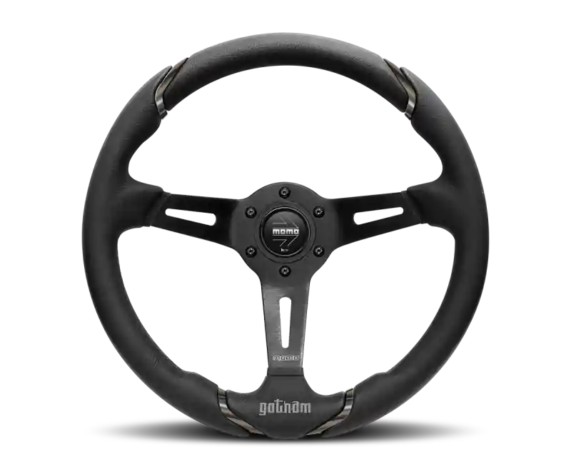 Momo Gotham Steering Wheel 350 mm - Black Leather/Black Spokes Holiday Sale