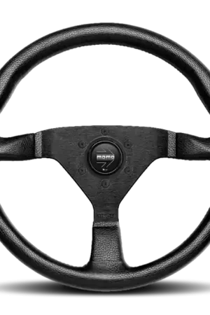 Momo Montecarlo Steering Wheel 350 mm - Black Leather/Red Stitch/Black Spokes Fast Shipping