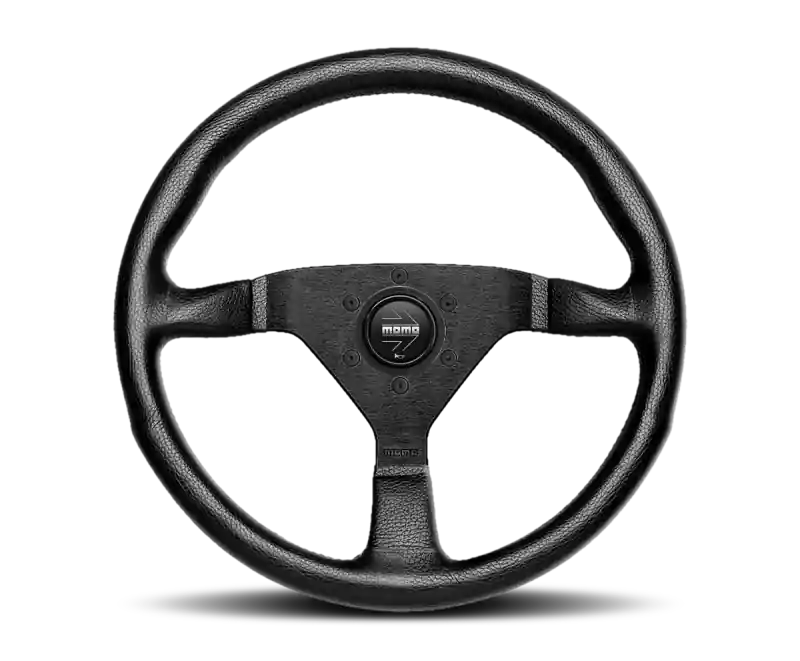 Momo Montecarlo Steering Wheel 350 mm - Black Leather/Red Stitch/Black Spokes Fast Shipping