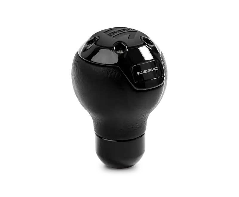 Clearance Momo Nero Shift Knob - Tall Black Leather, Black Chrome Insert