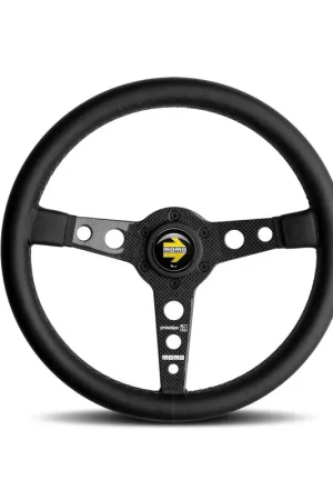 Momo Prototipo 6C Steering Wheel 350 mm - Black Leather/Gry St/Cbn Fbr Spoke Direct From Factory