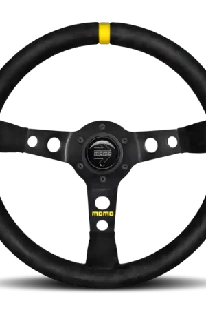 Momo MOD07 Steering Wheel 350 mm - Black Suede/Black Spokes/1 Stripe Popular