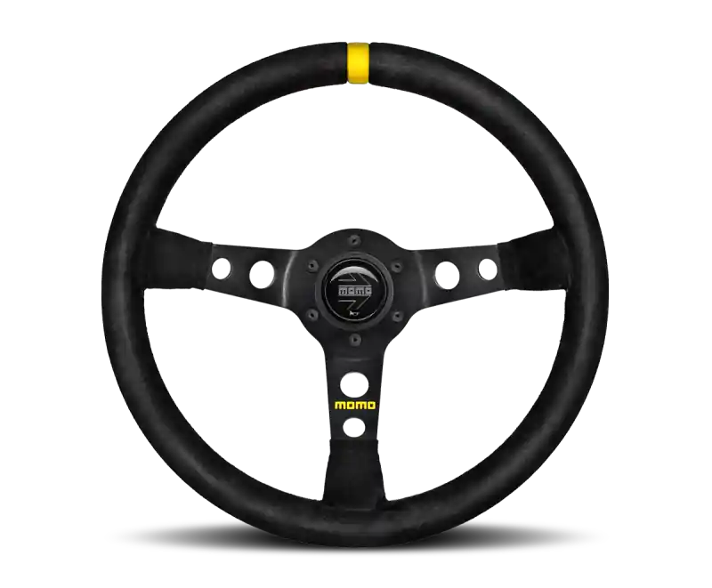 Momo MOD07 Steering Wheel 350 mm - Black Suede/Black Spokes/1 Stripe Popular