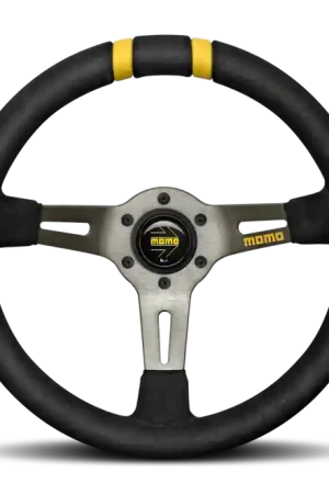 Momo MODDRIFT Steering Wheel 330 mm - Black Suede/Anth Spokes/2 Stripes Grab Now