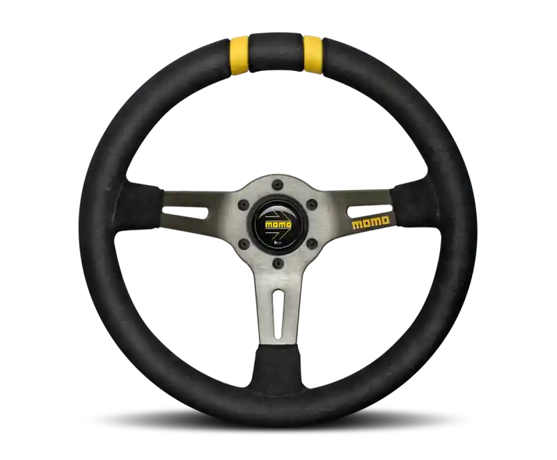 Momo MODDRIFT Steering Wheel 330 mm - Black Suede/Anth Spokes/2 Stripes Grab Now