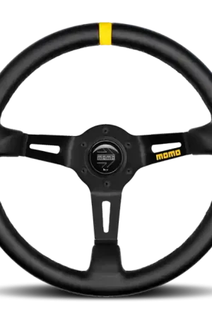 Instant Buy Momo MOD08 Steering Wheel 350 mm - Black Leather/Black Spokes/1 Stripe
