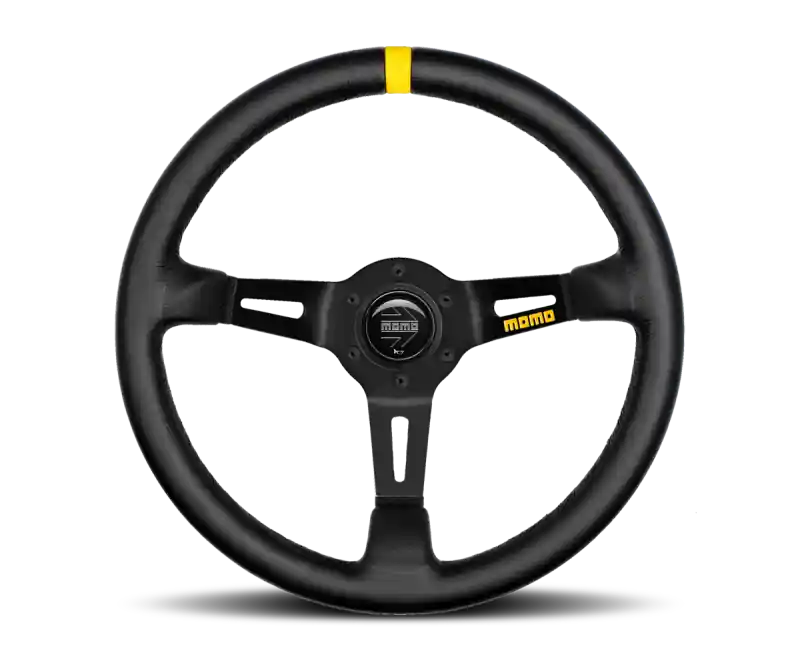 Instant Buy Momo MOD08 Steering Wheel 350 mm - Black Leather/Black Spokes/1 Stripe