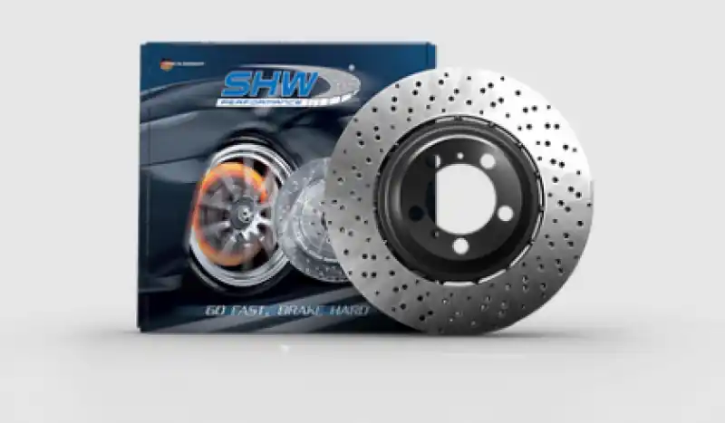SHW 2021 BMW M3 / 21-22 BMW M4 Front Left Drilled Lightweight Brake Rotor (34108093709) Express Delivery