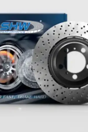 Fresh Stock SHW 2021 BMW M3 / 21-22 BMW M4 Right Rear Cross-Drilled Lightweight Brake Rotor (34208093730)