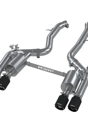 Save Now MBRP 18-22 BMW M2 Competition 3.0L T304 SS 3in Resonator-Back Exhaust Quad Rear w/ Carbon Fiber Tips
