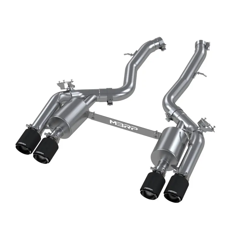 Save Now MBRP 18-22 BMW M2 Competition 3.0L T304 SS 3in Resonator-Back Exhaust Quad Rear w/ Carbon Fiber Tips