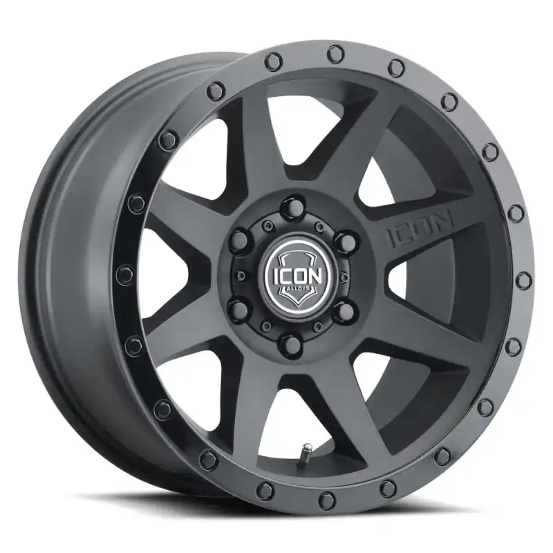 ICON Rebound 17x8.5 6x5.5 0mm Offset 4.75in BS 106.1mm Bore Double Black Wheel Money Back Guarantee