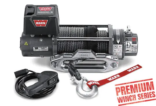 ~(64 lbs. 26X19X8)~ WINCH M8000 12V W/SYNTH. ROPE Certified