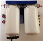Last Chance ~(8 lbs. 12X10X6)~ VPMAX Dual Remote Fuel Filter Kit Dual Remote Filter Kit incl. Powder coatedracket filter head screws 20 mic wat separator 3 mic filter (Donaldson inCATin filter) two straight 3/8 and 1/2 push lock fittings