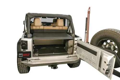 ~(66 lbs. 43X34X8)~ JK 2011+ Deluxe Security Deck Enclosure 01 - Black US Patent No. 8256819 8517445 9039062 9079625 Other Patents Pending. Original