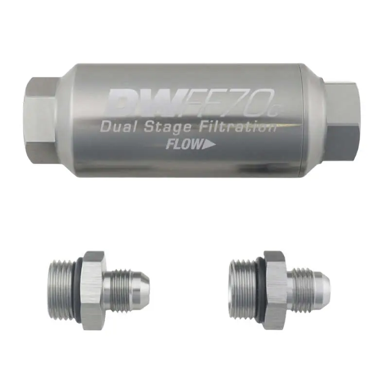 Low Price DeatschWerks 6AN 10 Micron 70mm Compact In-Line Fuel Filter Kit