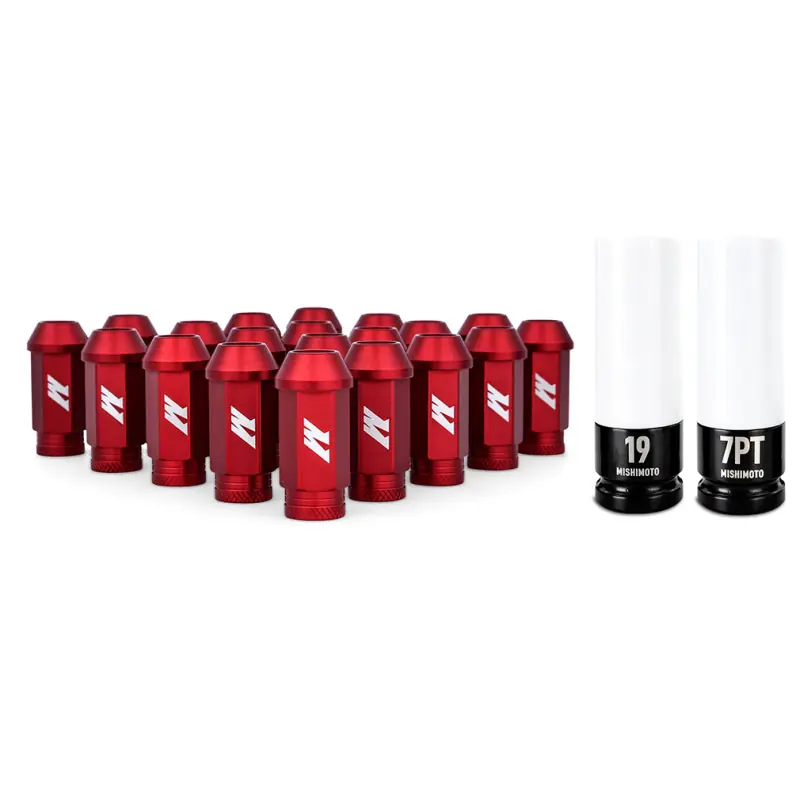 Mishimoto Aluminum Locking Lug Nuts M12x1.25 20pc Set Red Free Shipping