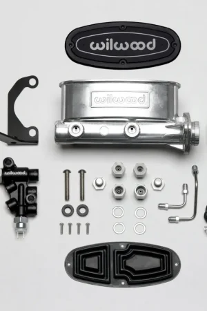 Grab Now Wilwood HV Tandem M/C Kit w L/H Bracket & Prop Valve - 1in Bore Ball Burnished