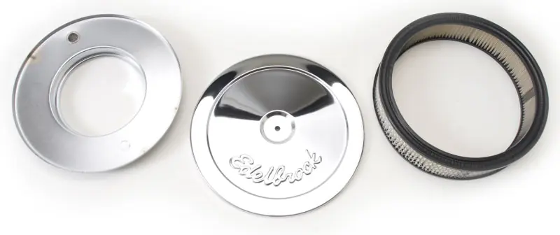 Edelbrock Air Cleaner Pro-Flo Series Round Steel Top Paper Element 10In Dia X 3 5In Chrome Same Day Shipping