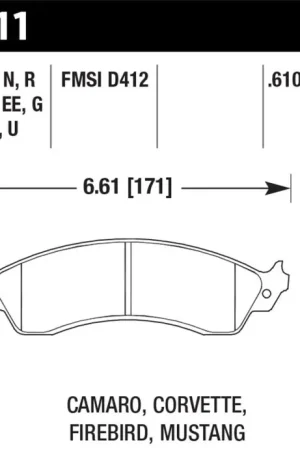 Hawk 94-04 Mustang Cobra / 88-95 Corvette 5.7L / 88-92 Camaro w/ Hvy Duty Brakes Front DTC-70 Pads New Arrival
