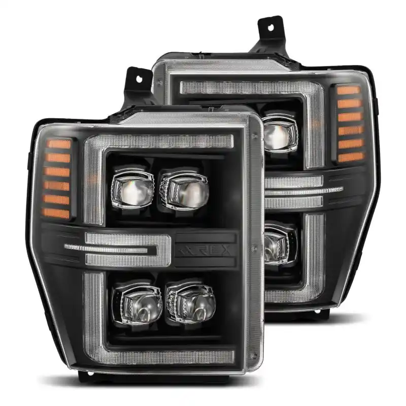 Low Price AlphaRex 08-10 Ford F250-550 NOVA-Series LED Projector Headlights Black w/Activ Light/Seq Signal