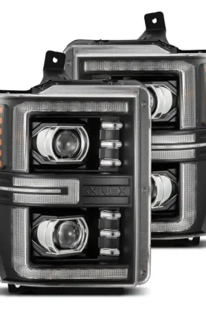 AlphaRex 08-10 Ford F250-550 LUXX-Series LED Projector Headlights Black w/Activ Light/Seq Signal Secure Checkout
