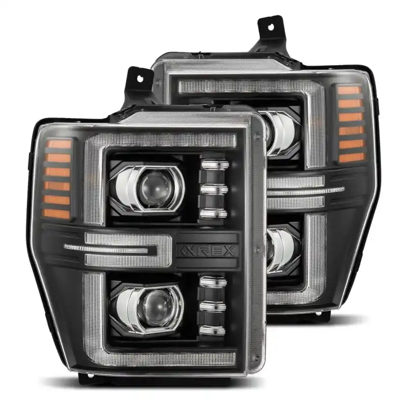 AlphaRex 08-10 Ford F250-550 LUXX-Series LED Projector Headlights Black w/Activ Light/Seq Signal Secure Checkout