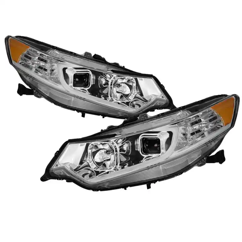xTune 09-14 Acura TSX Projector Headlights - Light Bar DRL - Chrome (PRO-JH-ATSX09-LB-C) Free Delivery