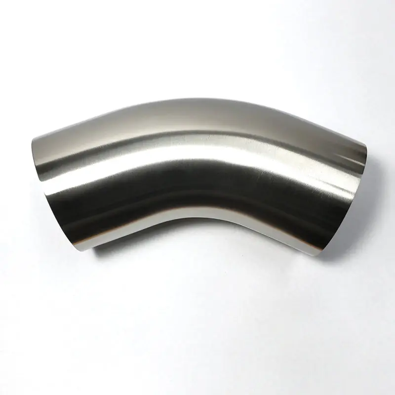 Fast Shipping Stainless Bros 3.5in 304 SS 45 Degree Bend Elbow - 1D / 3.5in CLR - 16GA /.065in Wall - Leg