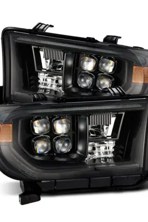 Money Back Guarantee AlphaRex 07-13 Toyota Tundra NOVA LED Proj Headlights Alpha-Black w/Activ Light/Seq Signal/DRL