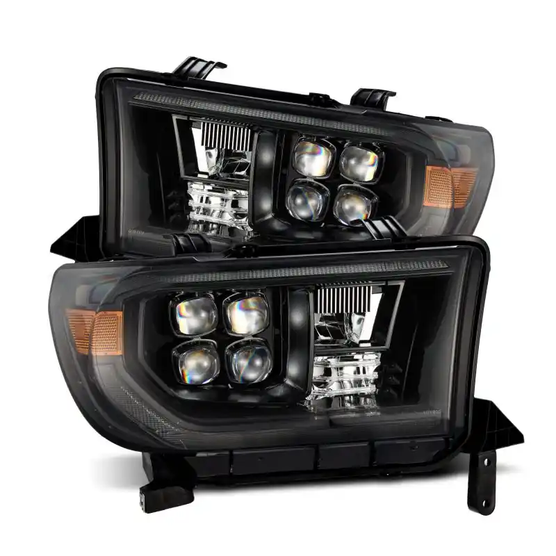 Money Back Guarantee AlphaRex 07-13 Toyota Tundra NOVA LED Proj Headlights Alpha-Black w/Activ Light/Seq Signal/DRL